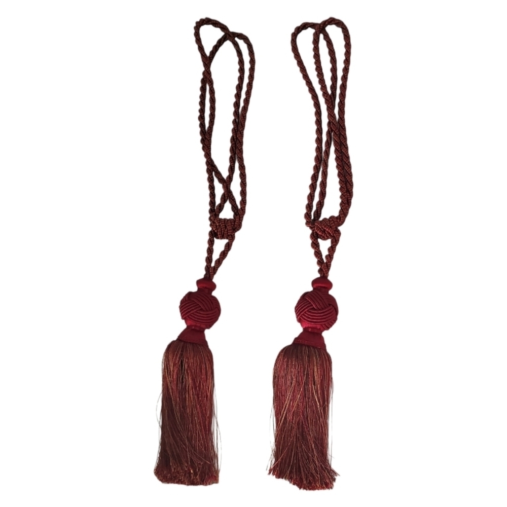 Vintage Set of 2 Burgundy Tassel Curtain Tie Backs Regal